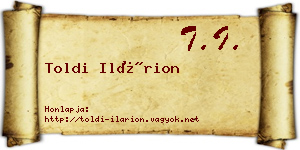 Toldi Ilárion névjegykártya